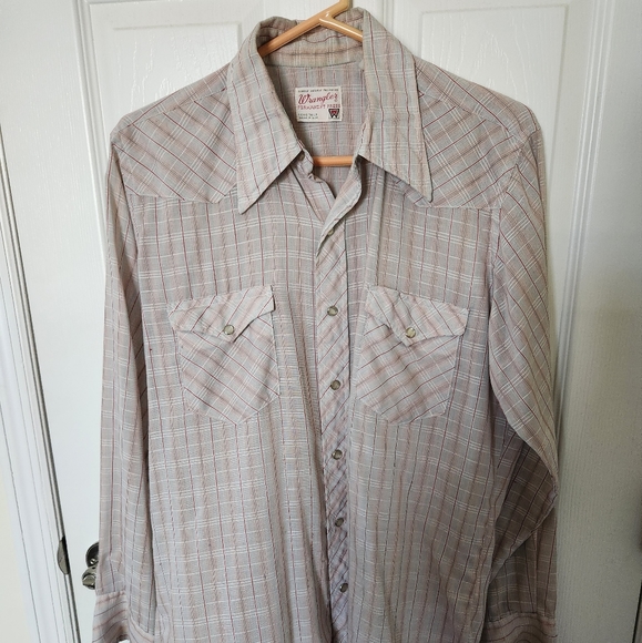 Vintage Wrangler VTG Long Tails Pearl Snap Button Up Shirt L Western unisex - Picture 1 of 9